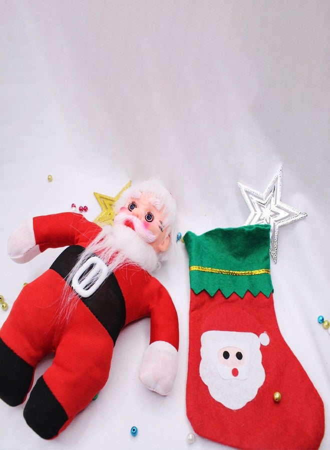 BAAL Red Santa Clause Toy with Christmas Stocking Socks Candy Bag for Children Gifts on Merry Christmas (with Small Socks) - Image 4